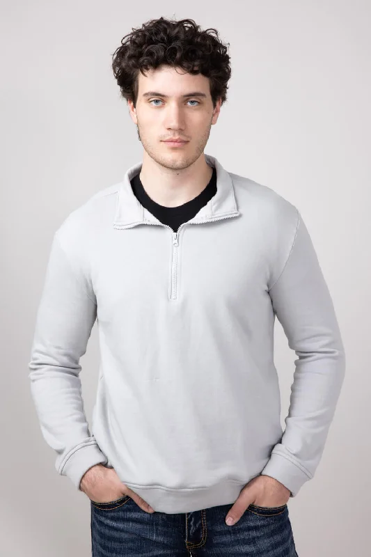 Don't Delay Quarter Zip Fleece Pullover for Men in Gray Cloud | HK023D-GRAYCLOUD