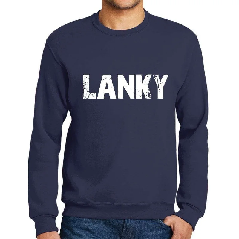 Instant Savings Men's Printed Graphic Sweatshirt Popular Words LANKY French Navy