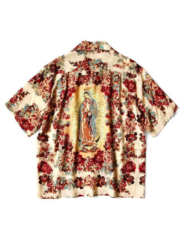 Year-End Clearance Kapital Silk Rayon CHAMPETRE MARIA WRANGLE Collar Aloha Shirt - Ecru