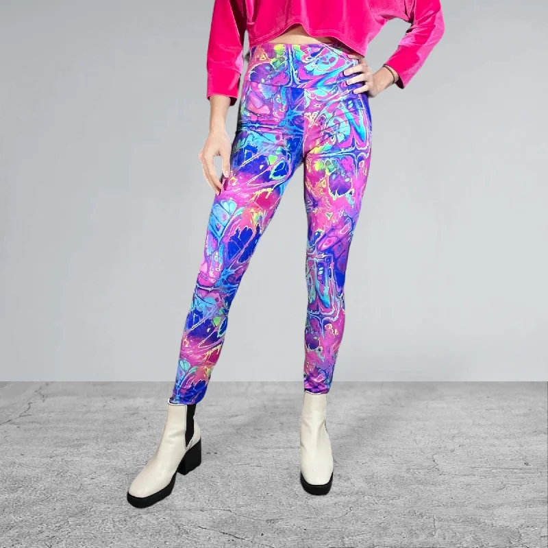 Weekend Steals Await Rainbow Vapor High Waist Leggings Pants