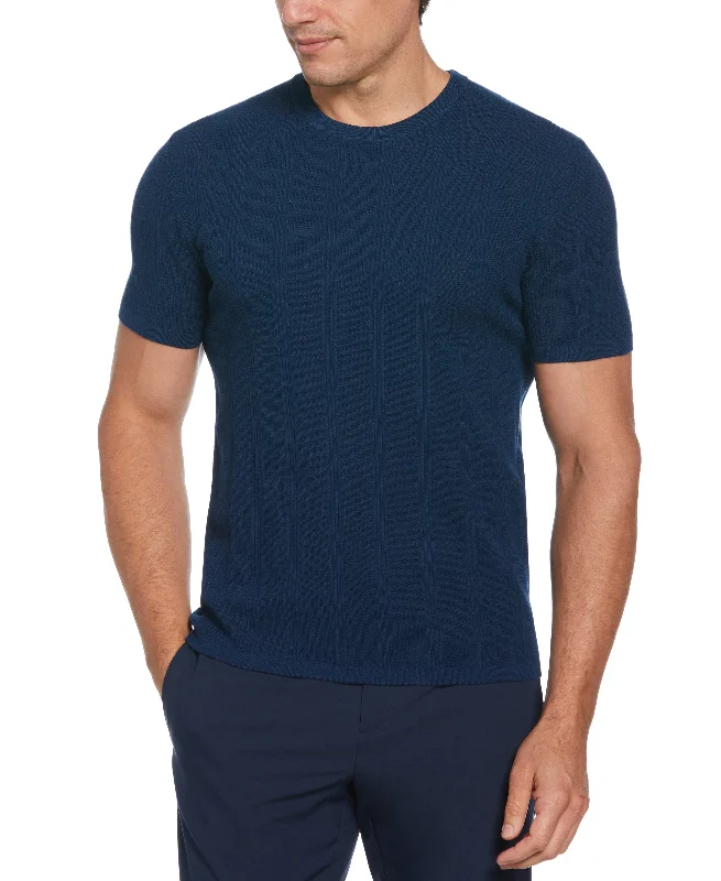 Savings Galore Tech Knit Striped Crew Neck Shirt
