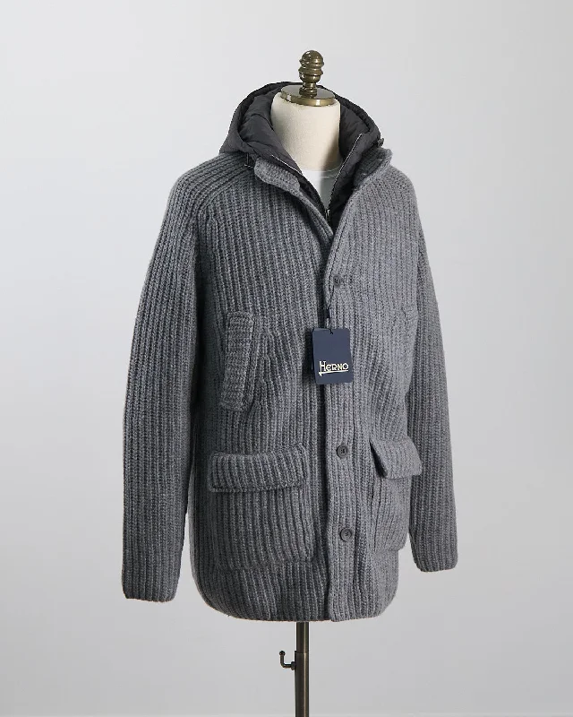 Year-End Deals Cable Knit Long Sweater W/ Removable Windguard