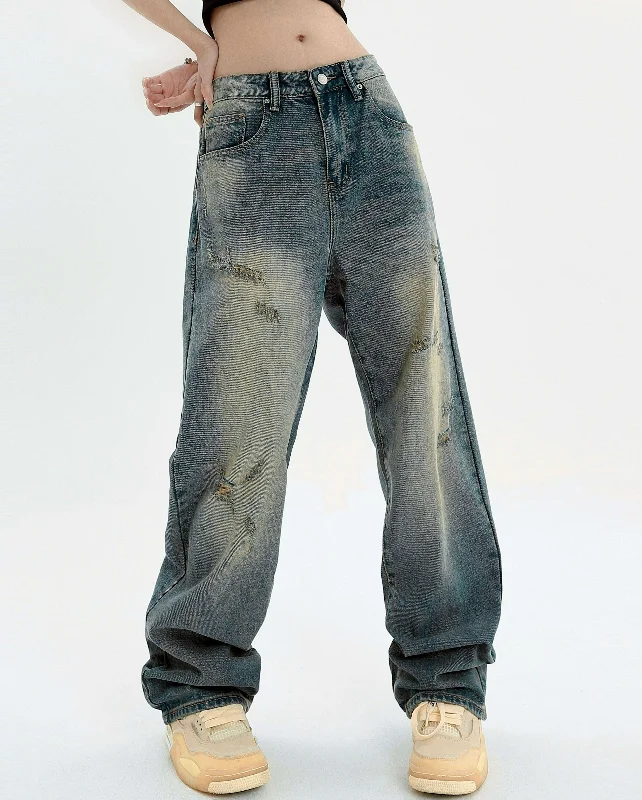 Super Discount Distressed Sandblast Jeans