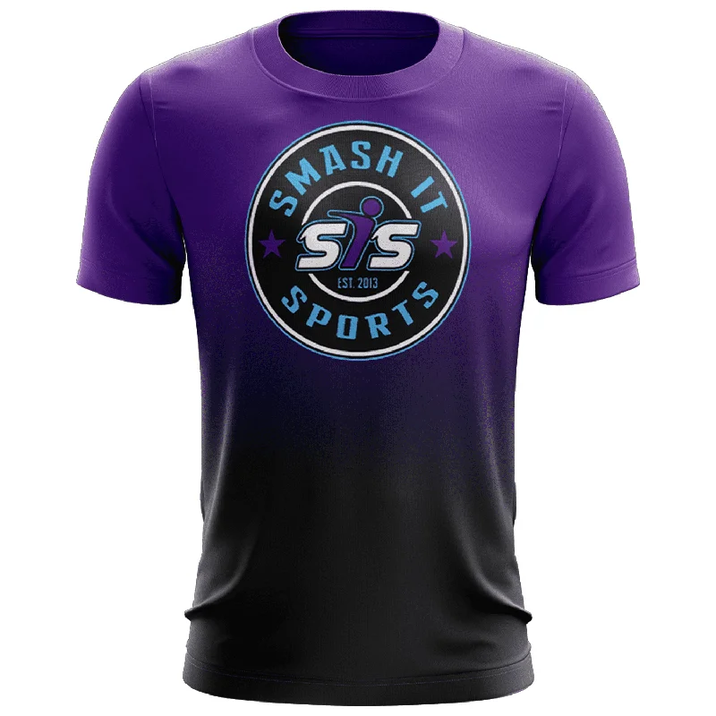 New Deals Smash It Sports EVO-Tech Short Sleeve Shirt - Black/Purple Fade Circle Logo