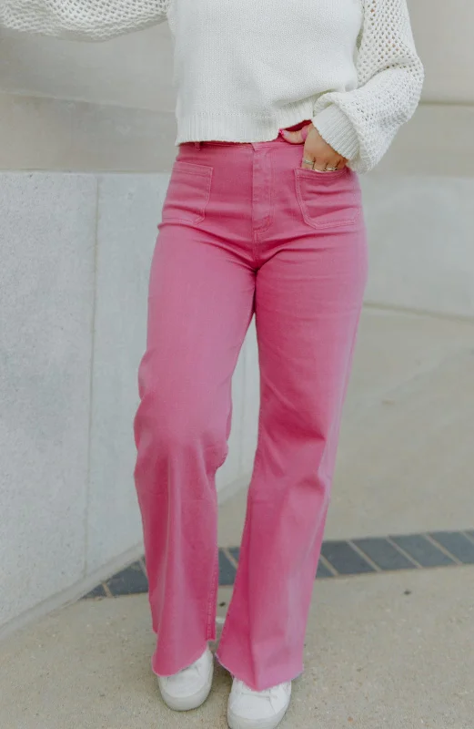 Super Bargain Raspberry Pink Wide Leg Jeans