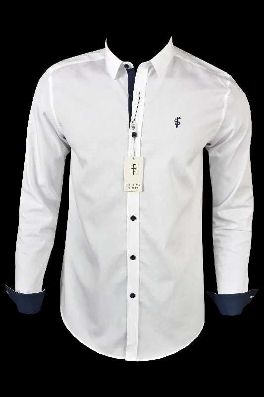 Online Only Father Sons Classic White & Navy Contrast - FS153 (LAST CHANCE)