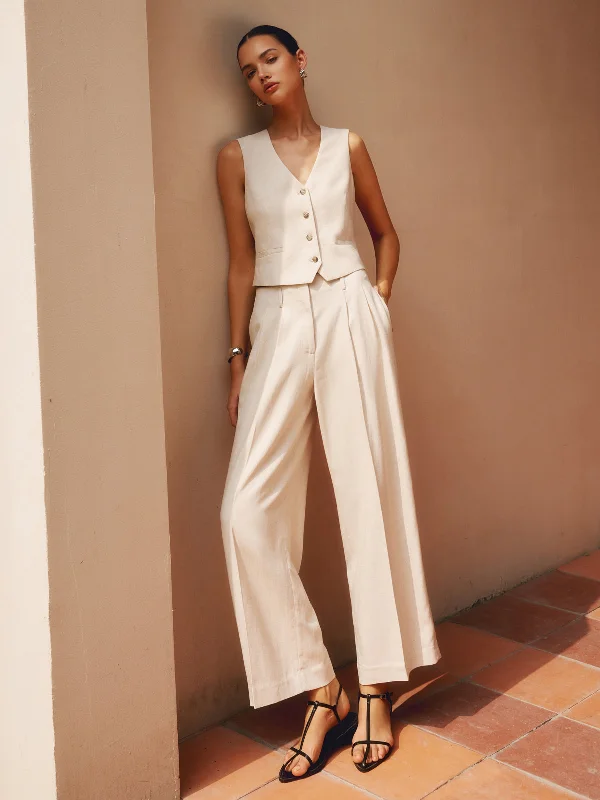 Weekend Savings Extravaganza Solid Suit Graceful Straight Leg Pants