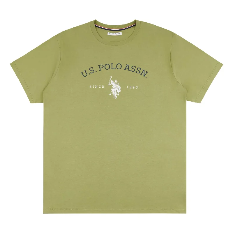 Time-Sensitive Men U.S. Polo Assn. Uspa Graphic Pure Cotton T-Shirt In Mosstone
