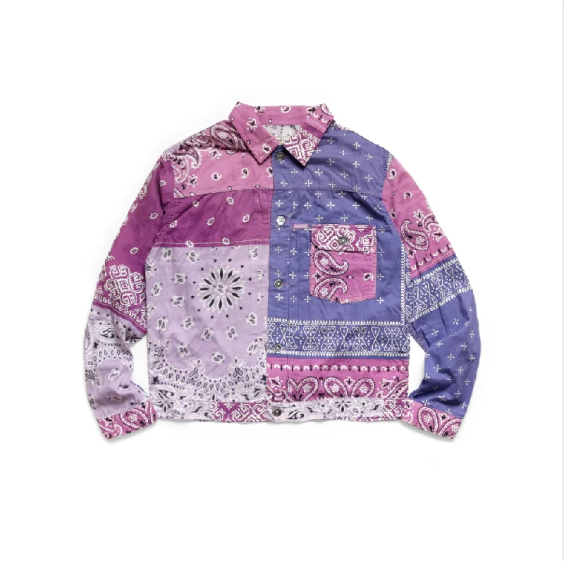 Deep Discounts Kapital Gauze Bandana Patchwork 1st Jacket - Light Purple