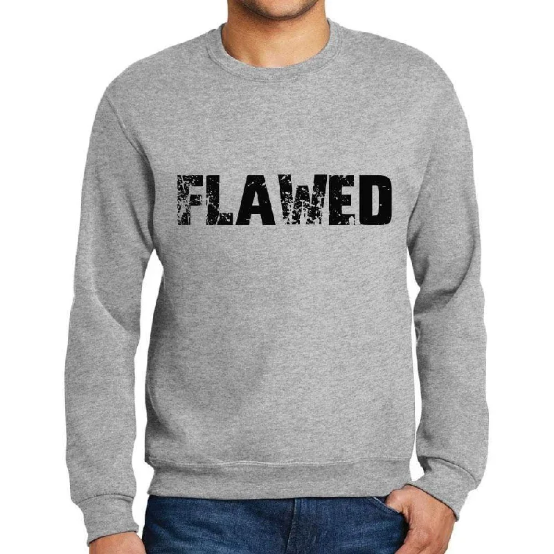 Price Reduction Men's Printed Graphic Sweatshirt Popular Words FLAWED Grey Marl