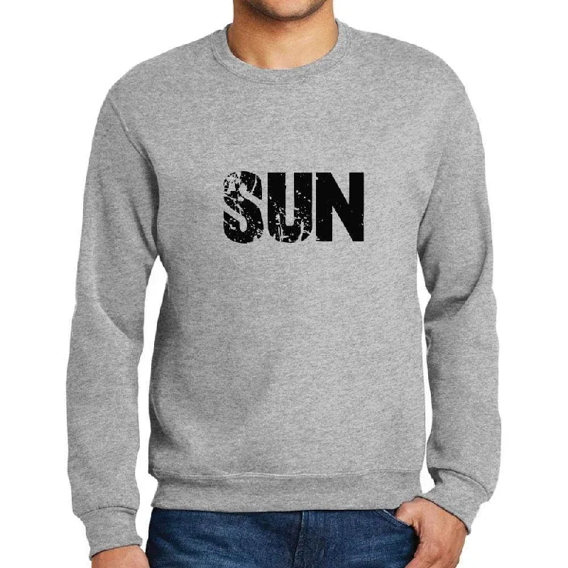 Flash Deal Men's Printed Graphic Sweatshirt Popular Words SUN Grey Marl