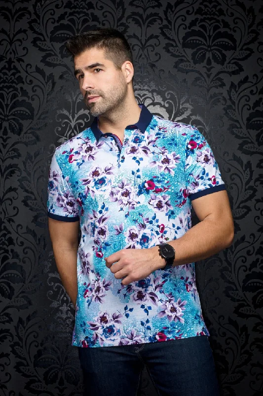 Weekend Deals That Please Au Noir Stretch Short-Sleeve Polos | Aragon White Turquiose