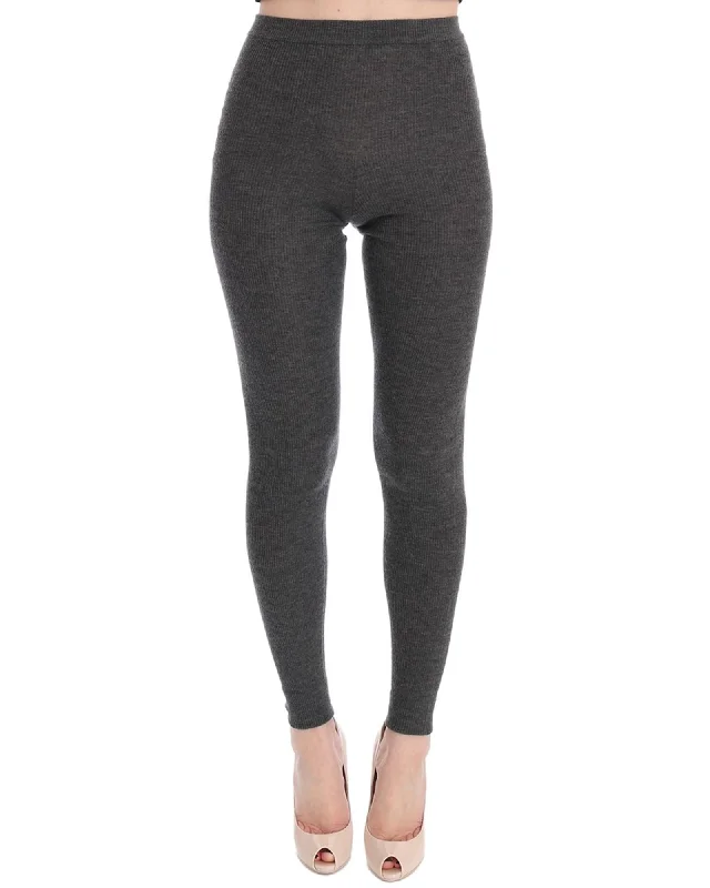Top Pick High Waist Cashmere Tights Pants with Logo Details 44 IT Women