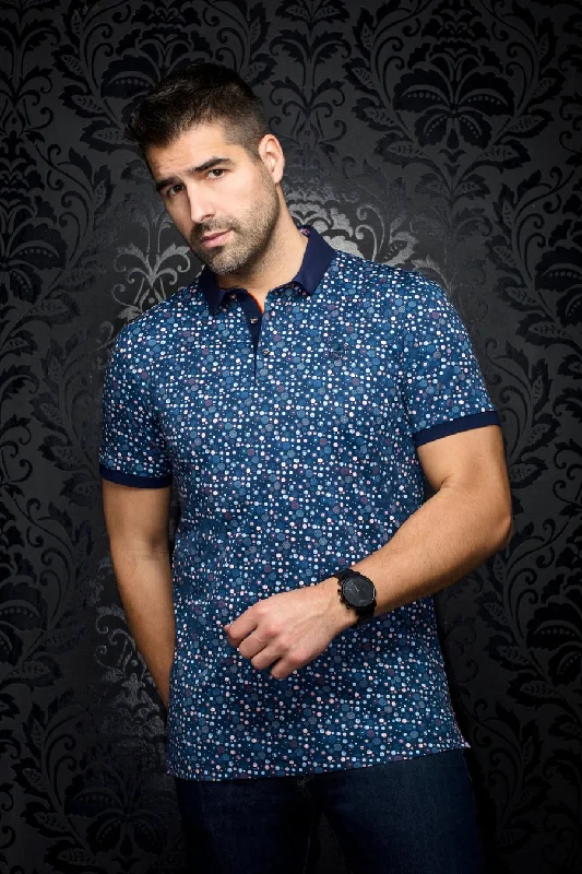 Discount Deals Au Noir Stretch Short-Sleeve Polos | Adonis Navy Orange