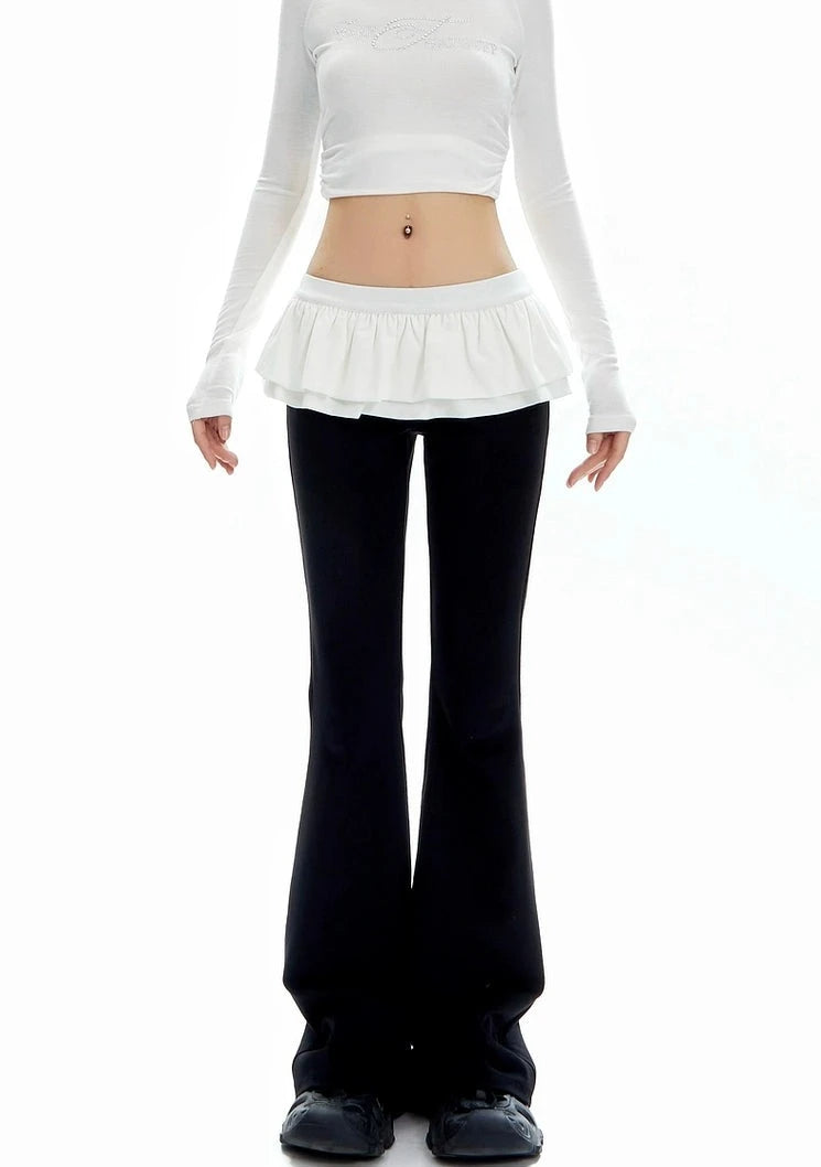 Special Discount Bell Bottom Ruffle Waistband Skirt-Pants