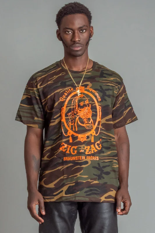 Price Reduction 男士迷彩与橙色之字形 T 恤