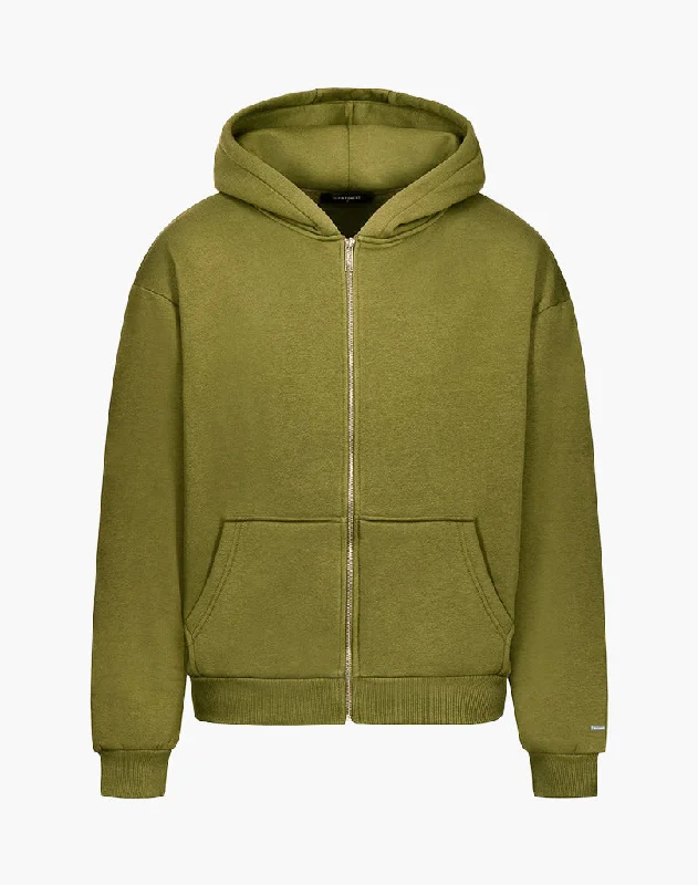 Weekend Discounts to Enjoy BASIC ZIP-HOODIE (KHAKI)