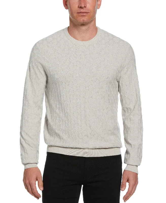 Deep Savings Tech Knit Geo Print Crew Neck Sweater