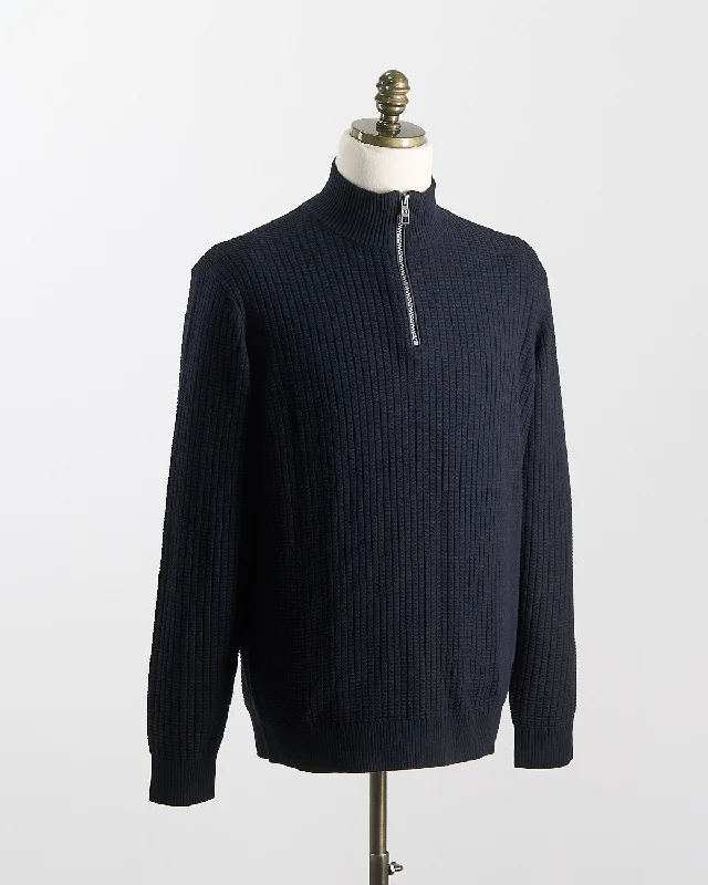 Weekend Bargains Await You Waffle Knit Cotton Breathable Quarter Zip Sweater