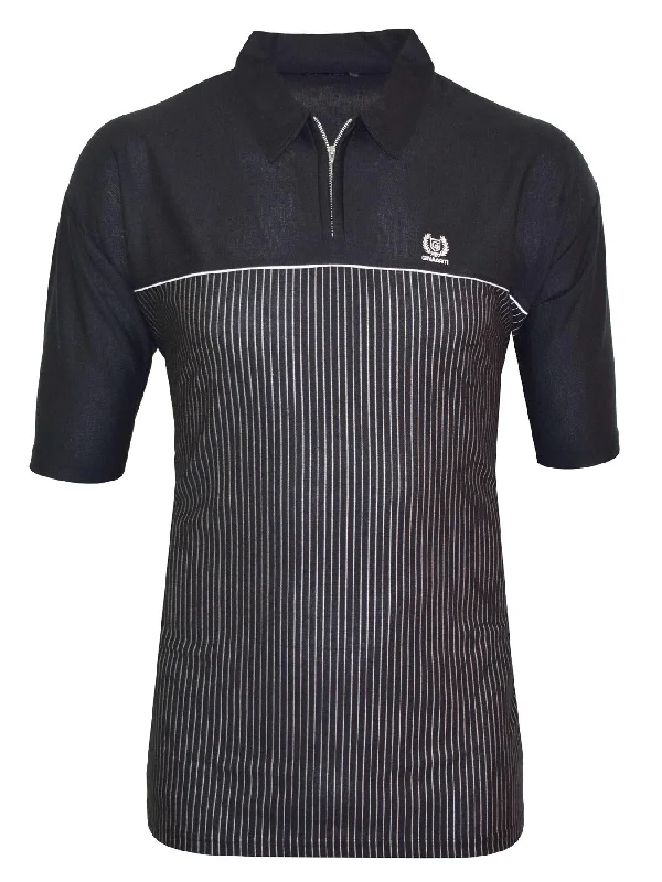 Hurry Up Ginaarti Men's Plus Size Easy Care Quarter Zip Polo in Black Stripe Size 2XL - 5XL Hurry Up Ginaarti Men's Plus Size Easy Care Quarter Zip Polo in Black Stripe Size 2XL - 5XL