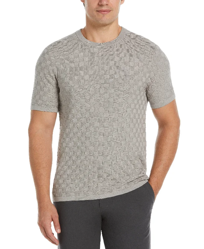 Savings Event Square Pattern Crew Neck Sweater Tee