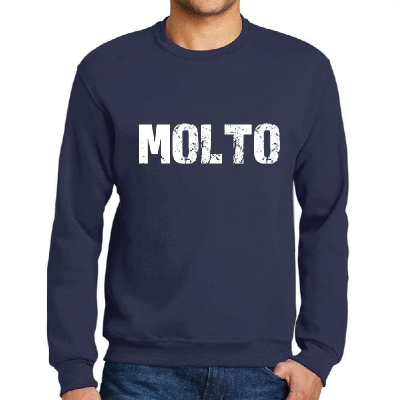 Deal Mania Men's Printed Graphic Sweatshirt Popular Words MOLTO French Navy