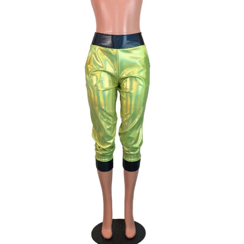 Can't Beat Lime W/ Black Holograph Joggers w/ Pockets Women's
