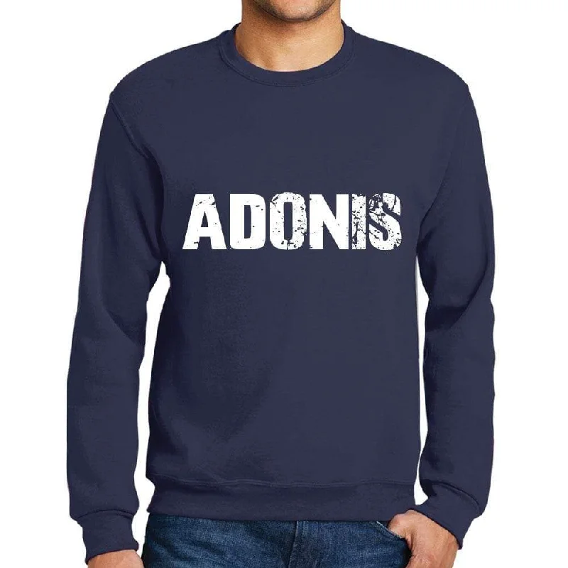 Act Now Men's Printed Graphic Sweatshirt Popular Words ADONIS French Navy