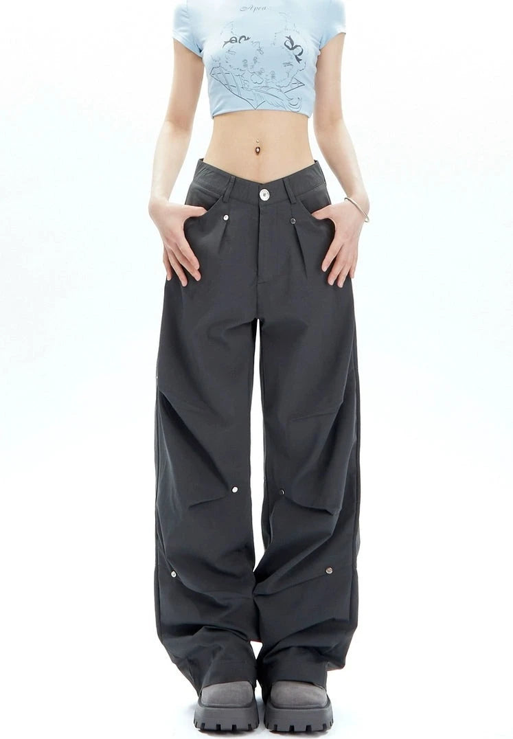 Your Weekend, Your Savings Wide-Leg Button-Detail Cargo Trousers