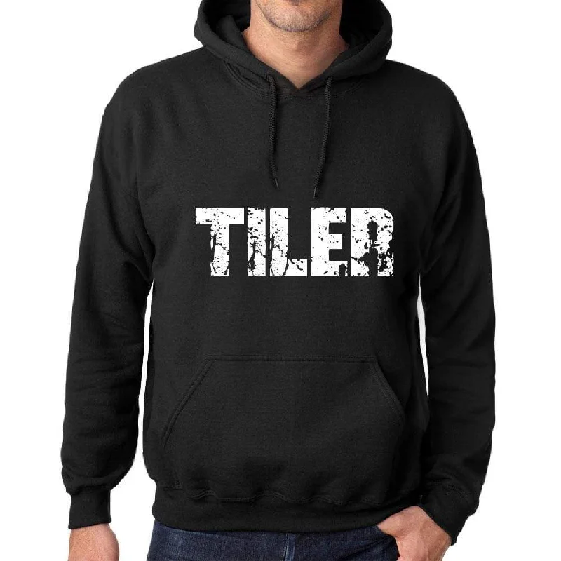 Limited Time Men's Women's Unisex Printed Graphic Cotton Hoodie Soft Heavyweight Hooded Sweatshirt Pullover Popular Words TILER Deep Black