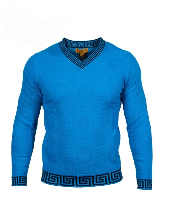Take Advantage Prestige V Neck Greek key Sweater