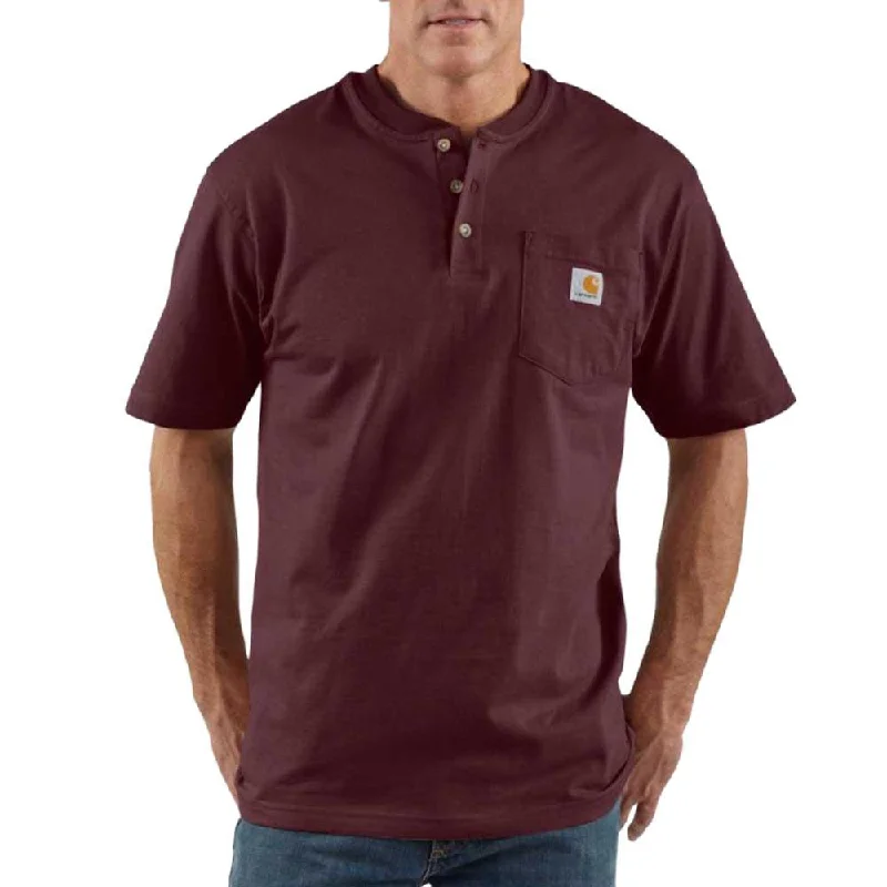 Today’s Deal K84 - Loose fit heavyweight short-sleeve pocket henley t-shirt- Port
