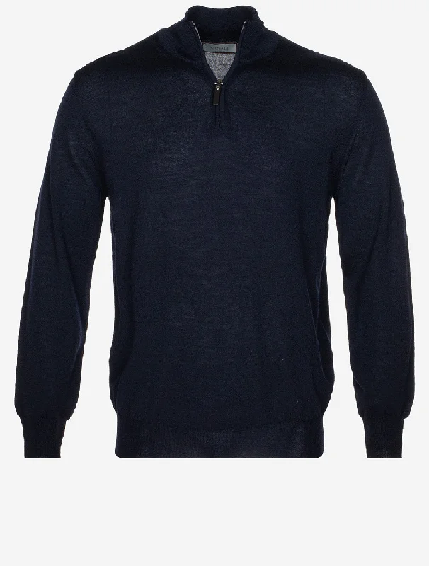 Weekend Specials to Enjoy Canali – Strickwaren aus Merinowolle mit halbem Reißverschluss – Marineblau Weekend Specials to Enjoy Canali – Strickwaren aus Merinowolle mit halbem Reißverschluss – Marineblau