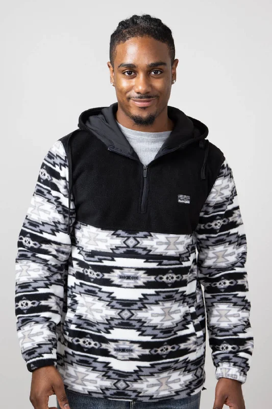 Price Cut Aztec Color Block Hooded Pullover for Men in Charcoal | FK76 MP1656-GRY