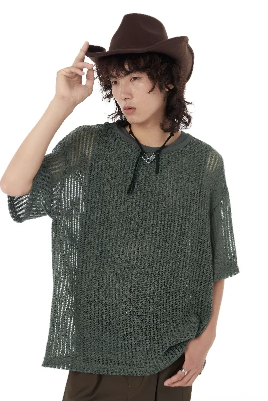 Crazy Deals Open Knit Drop Shoulder Shirt