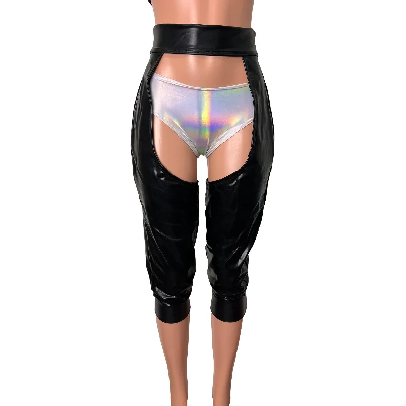 Sale Event Jogger Chaps in Black Metallic Spandex Unisex Women's/Men's