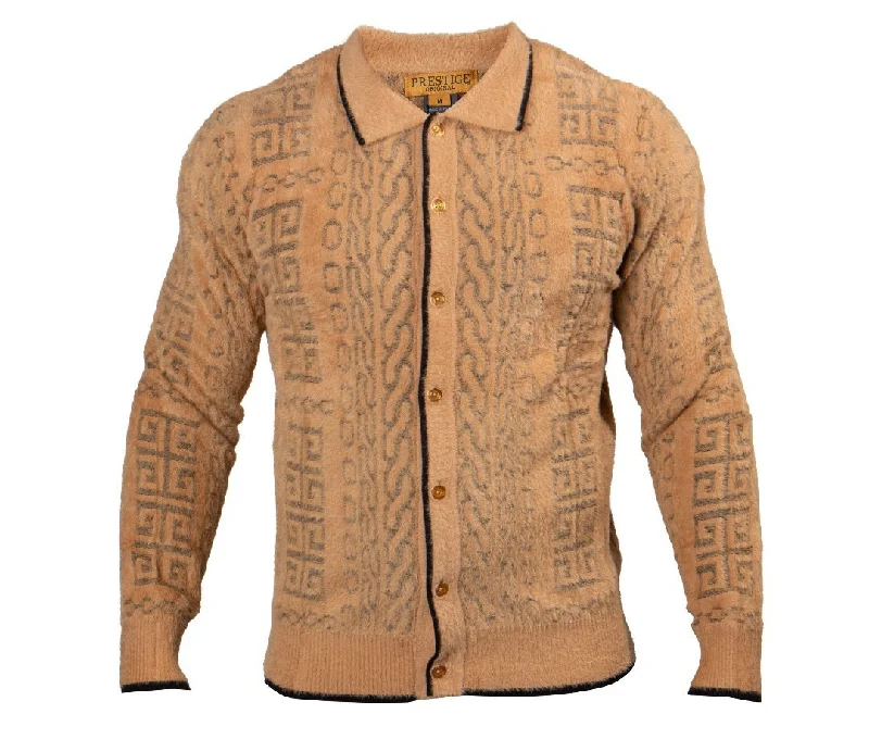 Shop Now Prestige button Down Luxury Greek Key Sweater