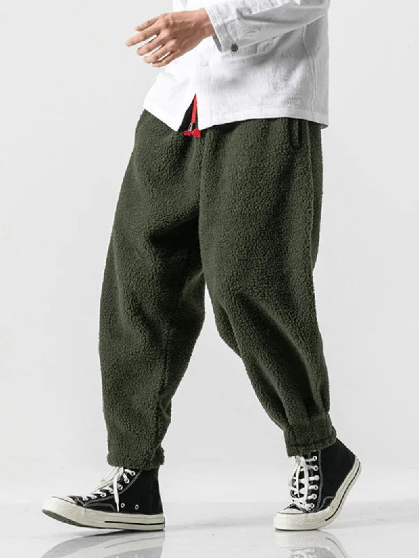 Super Savings Mens Fleece Warm Thickened Chinese Style Loose Drawstring Wool Harem Pants