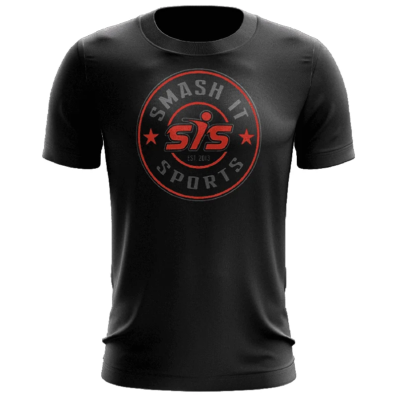 Price Cut Smash It Sports EVO-Tech Short Sleeve Shirt - Black Red/Charcoal Circle Logo