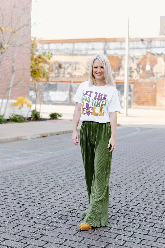 Act Fast Olive Green Pleated Pants