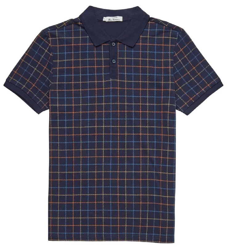 Weekend Bargains Galore Ben Sherman Men's Plus Size Tattersall Check Polo Marine 2XL-5XL
