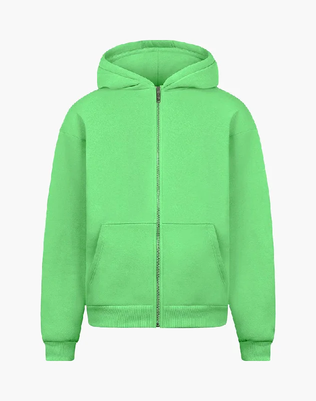 Weekend Discounts to Savor BASIC ZIP-HOODIE (POISON GREEN)