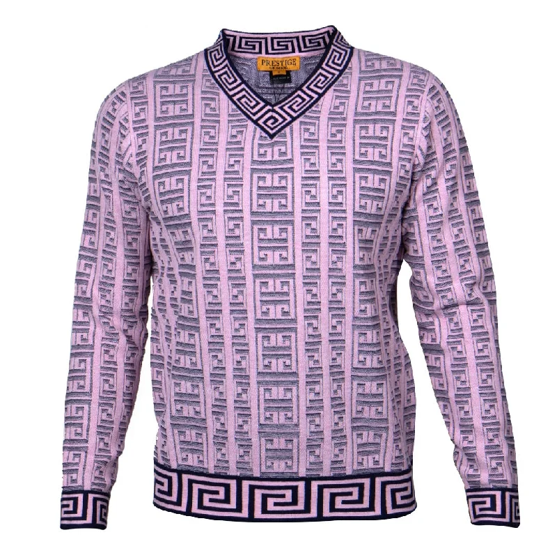 Low Price Prestige Greek Key V Neck Sweater