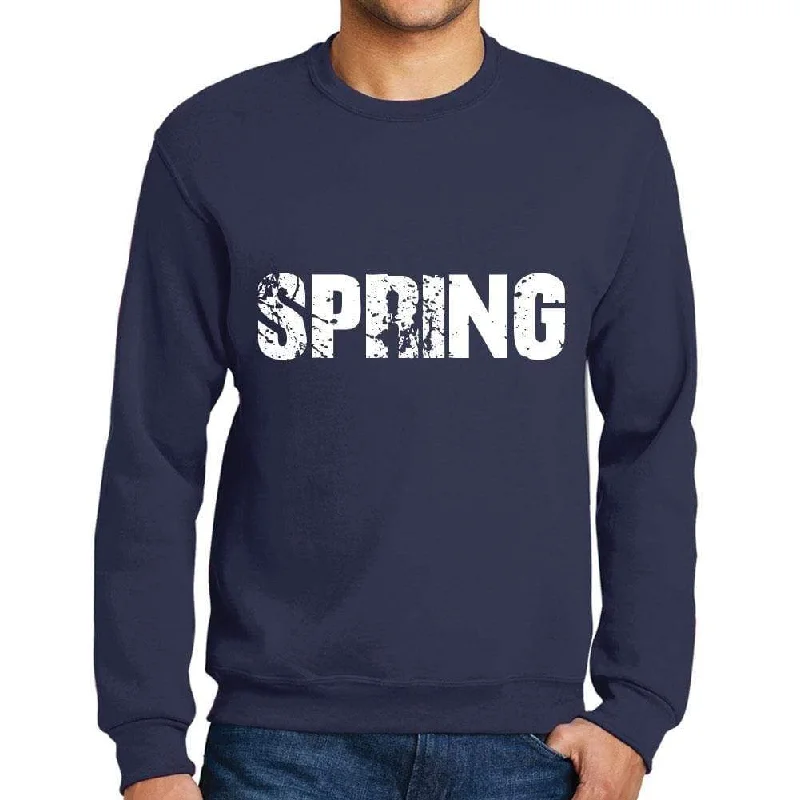 Shop and Save Men's Printed Graphic Sweatshirt Popular Words SPRING French Navy
