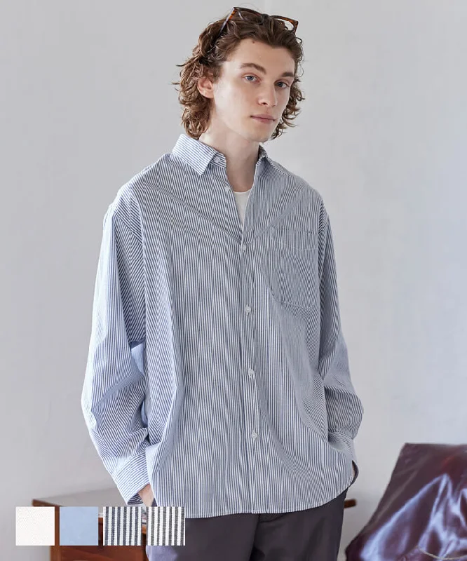 Markdown Madness シャツ メンズ ストライプ 無地 オックスフォード フロントボタン レギュラーカラー 胸ポケット ミディアム丈 薄手 長袖 メール便不可 24aw coca コカ