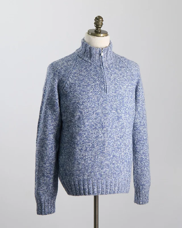 Major Deal White & Blue Pick Stitch Mock Zip