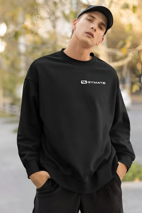 Don’t Miss Out Mens Sports Sweatshirt Athletic Essentials Black [Chest white logo]