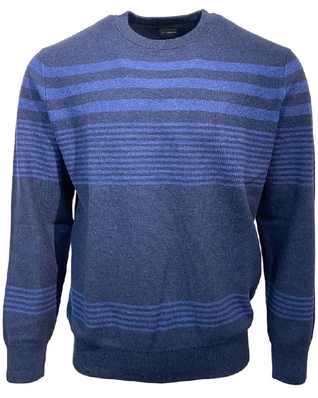 Unmissable Offer Leo Chevalier Design Navy Striped Crewneck Sweater - Embrace Timeless Charm with 100% Cotton