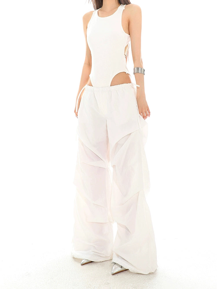Weekend Deals That Dazzle Wide Leg Lightweight Pleated Pants with Elastic Waist