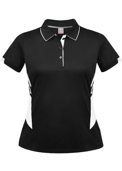 Price Drop Ladies Tasman Polo Black/White